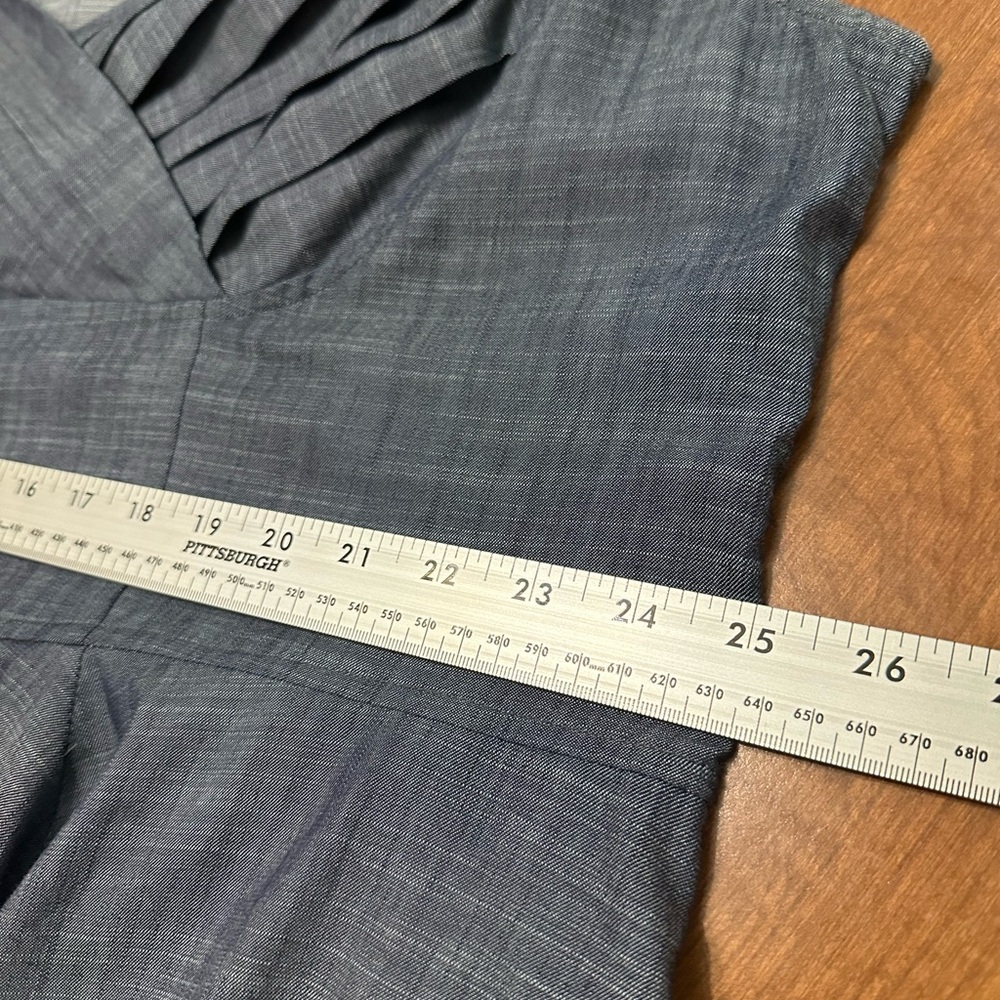 eShakti Blue Chambray Pleated Midi Dress - Picture 12 of 13